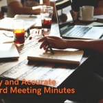 What should be included in board meeting minutes? 